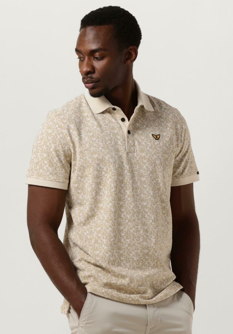 PME LEGEND beige pme legend polo short sleeve polo fine pique all over print