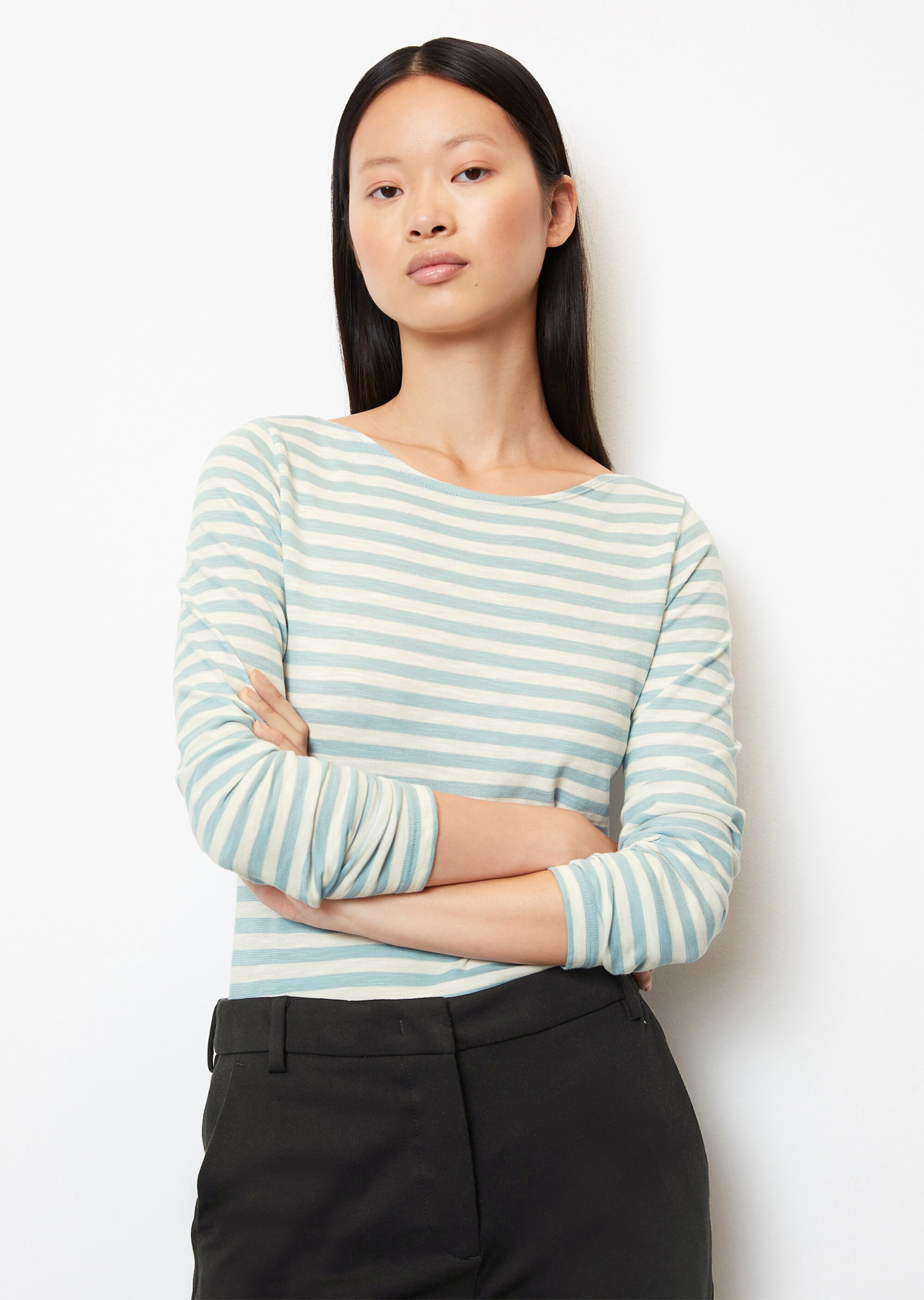 Ringel-Longsleeve regularaus Slubjersey