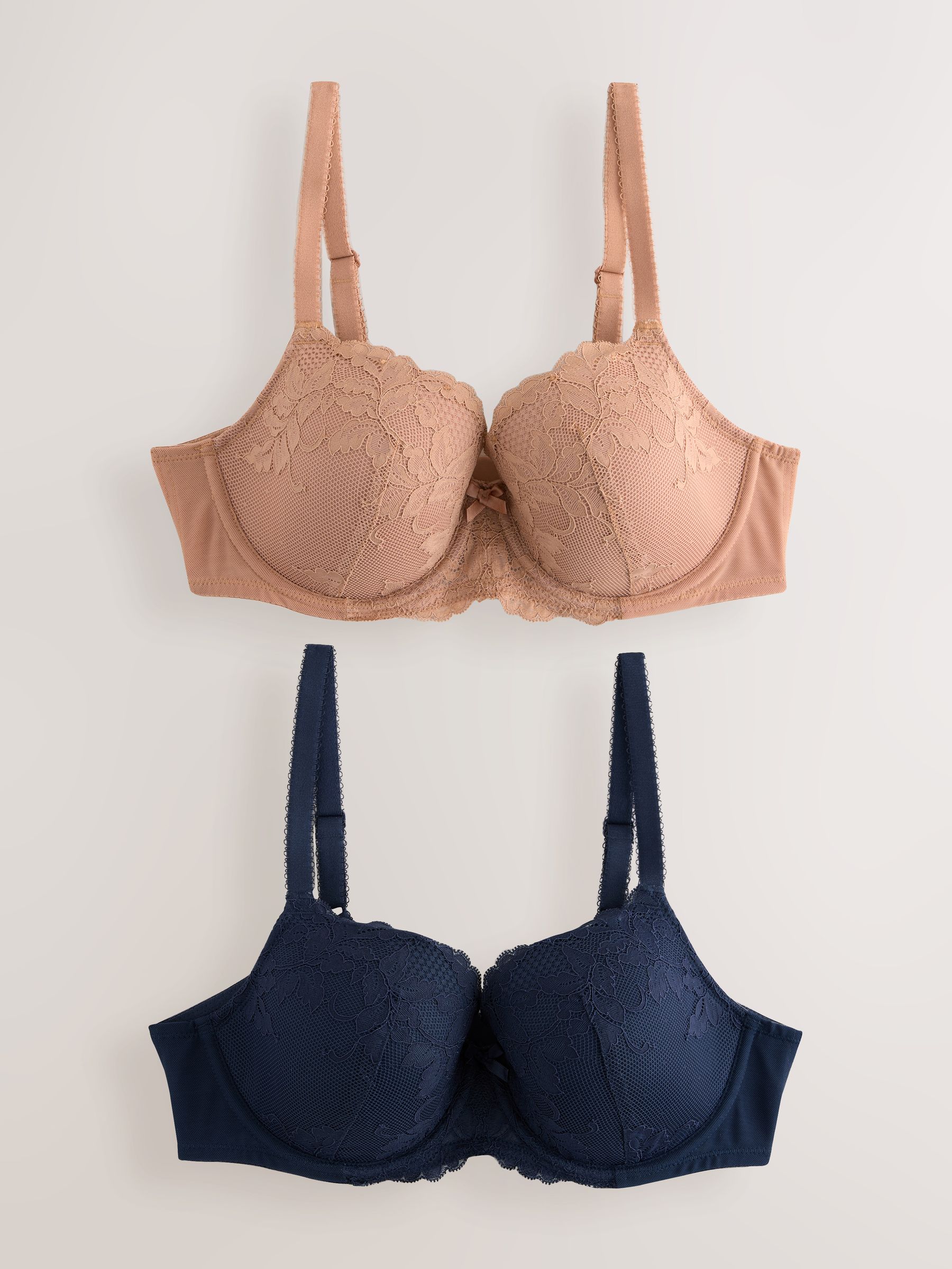 Praline huidskleur/donkerblauw - Verpakking van 2 kanten beha's cup DD+