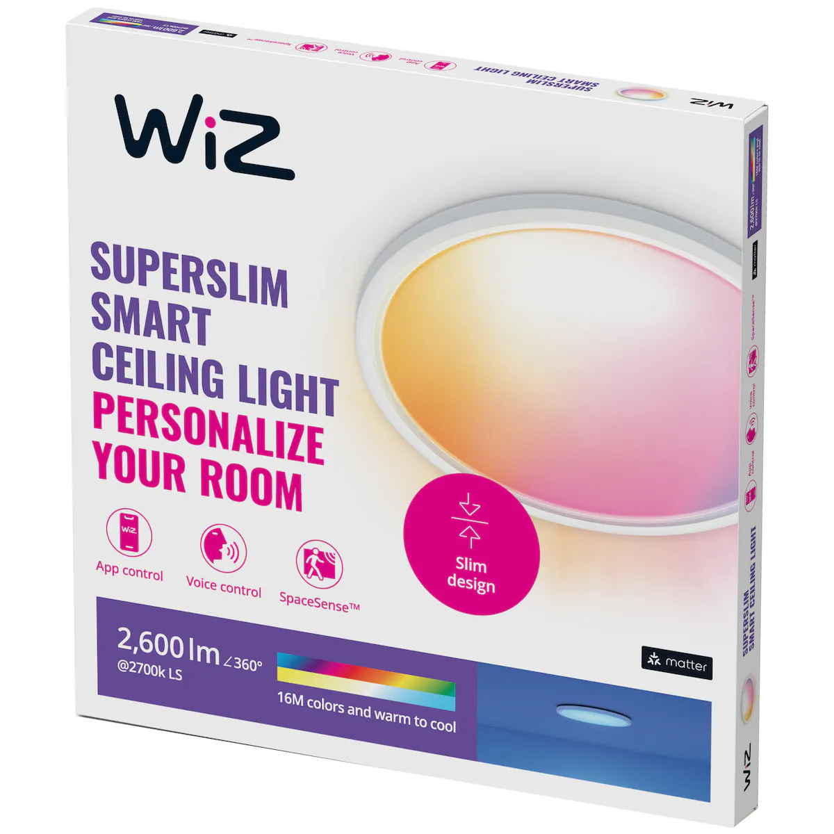 WiZ SuperSlim taklampe 22W RGB (hvit)