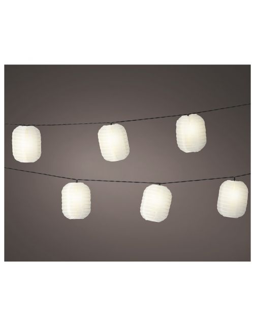 Lumineo Solar Lichtsnoer Lampion Ovaal 10 Lampjes - Tuinverlichting - 4.5 m Wit 10 led