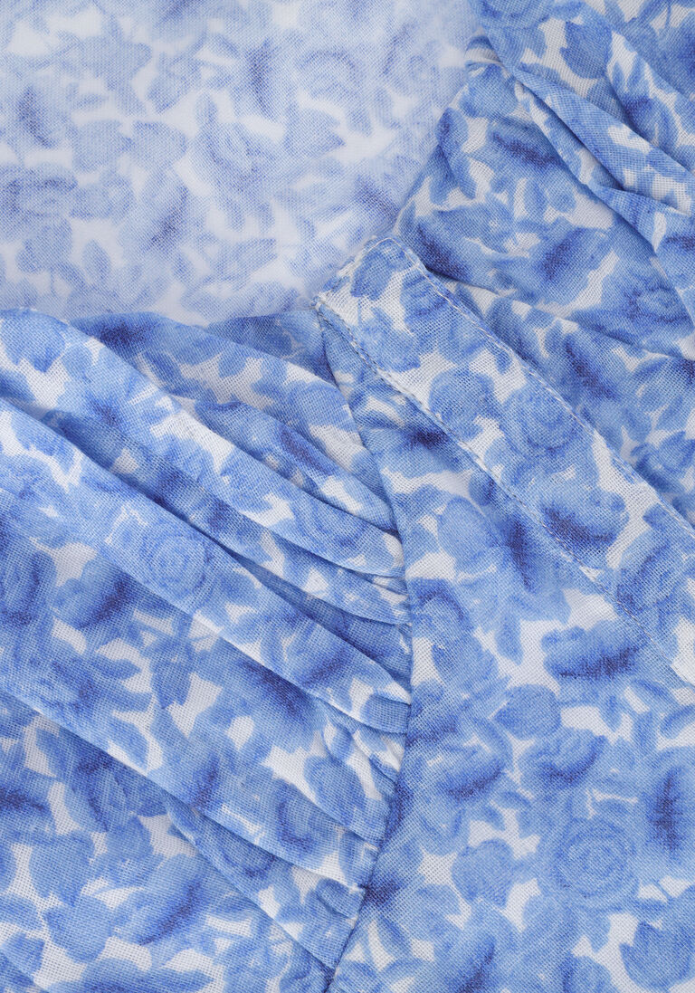 NA-KD blauwe na-kd blouse organic gathered detail long sleeve blouse