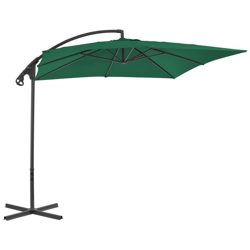 Parasol meuble de jardin en porte-à-faux avec mât en acier 250 x 250 cm vert