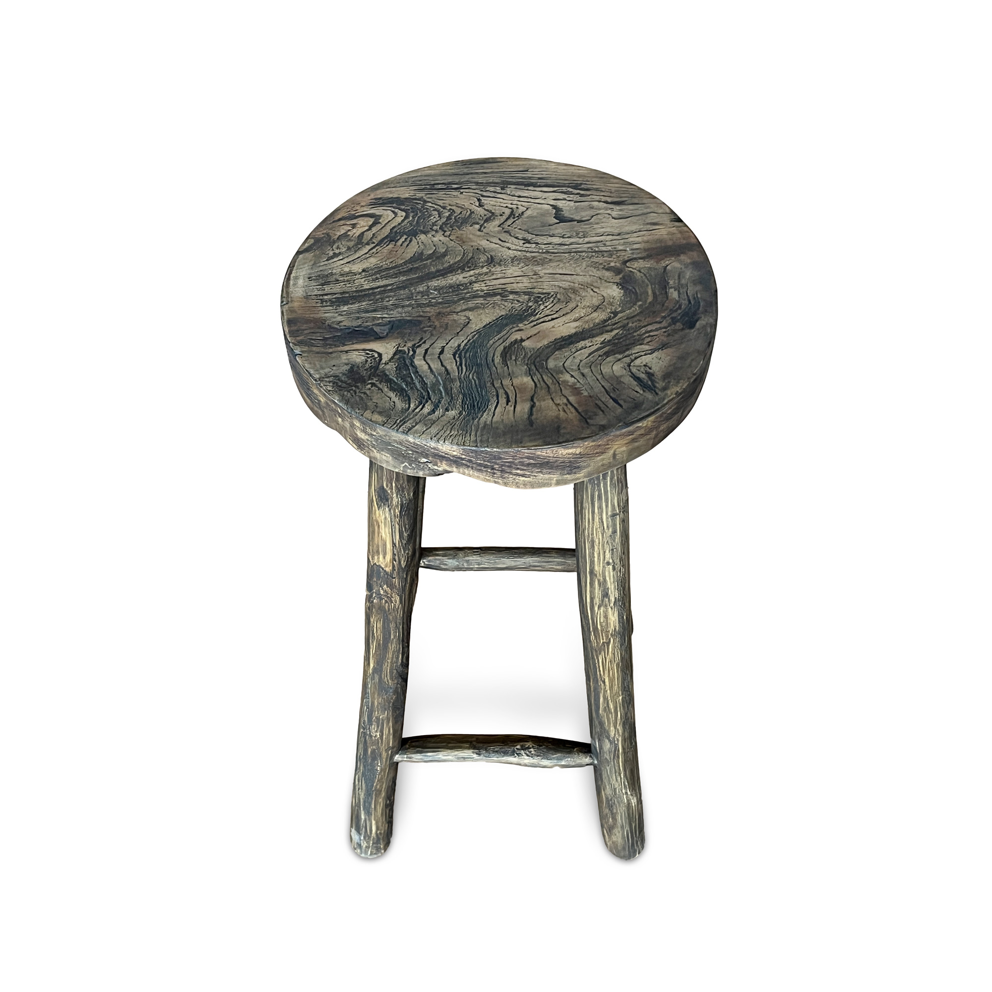Barhocker 'Kansas', Teak blackwashed, H 72 cm, Ø 35 cm von fischer's lagerhaus