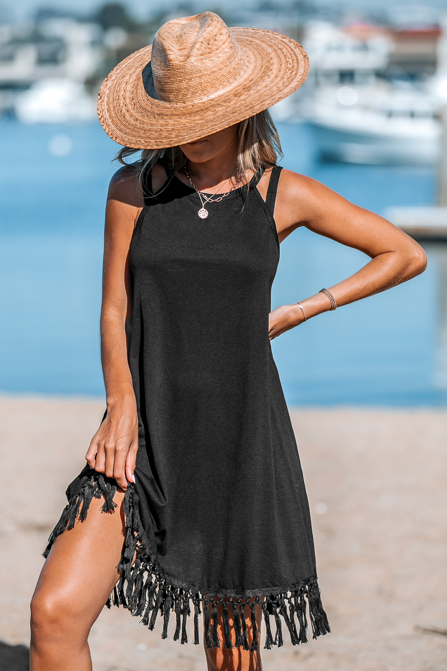 Robe à glands noire boho