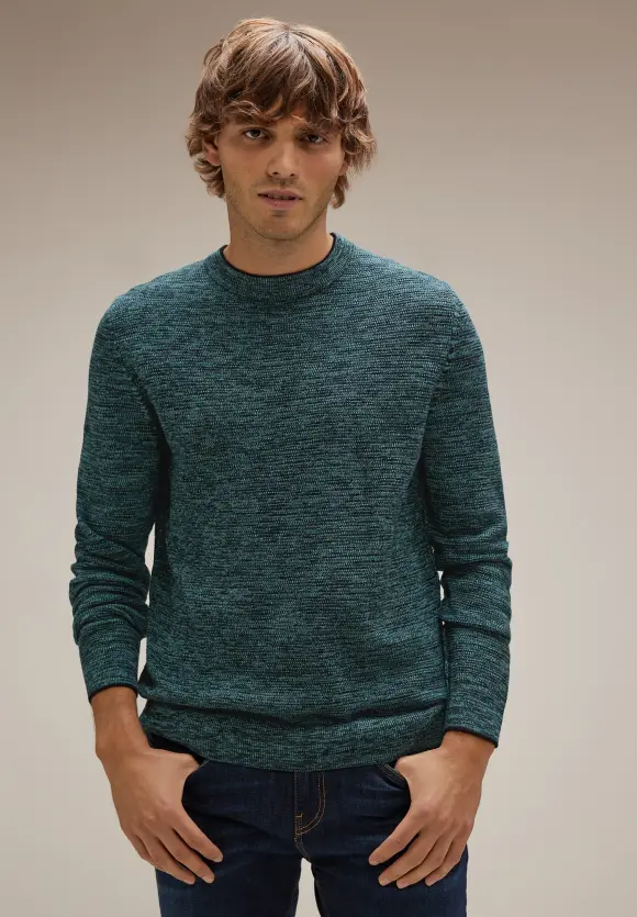 Mouliné Pullover in Melange - turquoise green