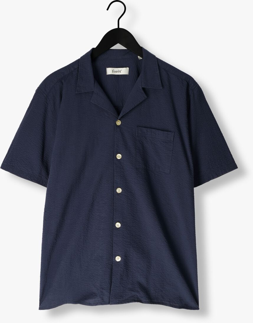 donkerblauwe forét casual overhemd hush seersucker ss shirt