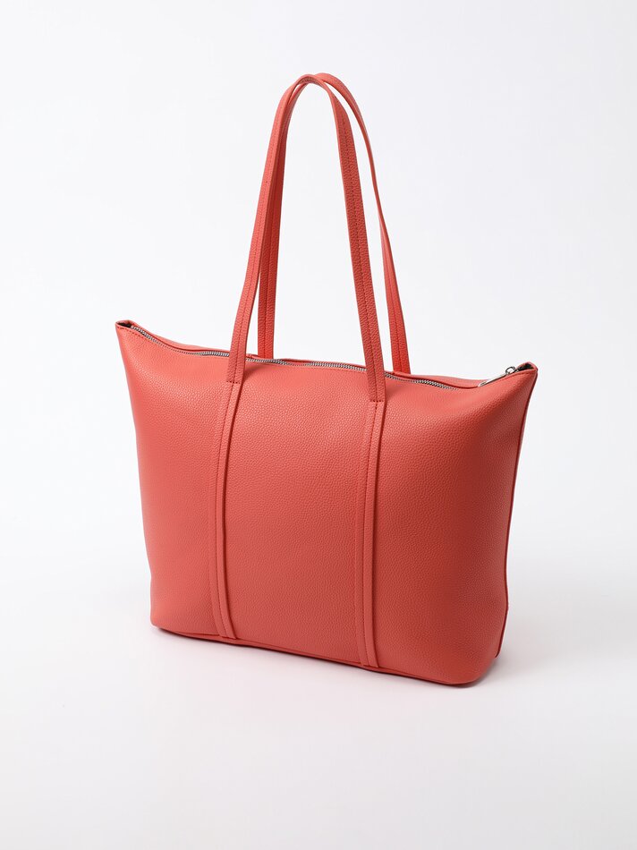 Sacola de compras com efeito de couro - Coral