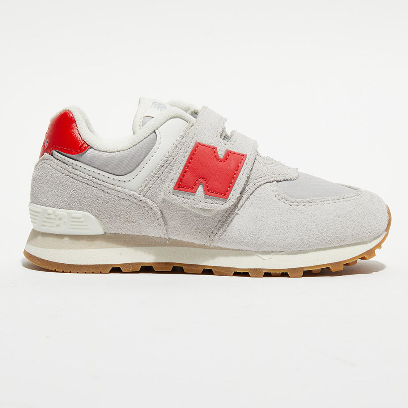 New Balance Baskets en Velours de Cuir & Textile 574 gris/rouge