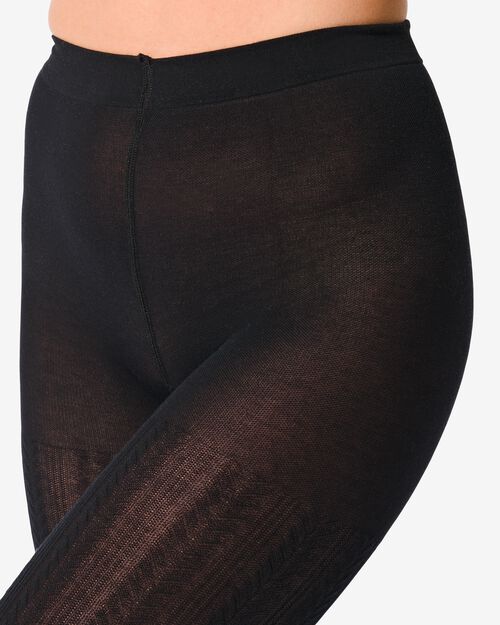 collant épais fashion torsade noir