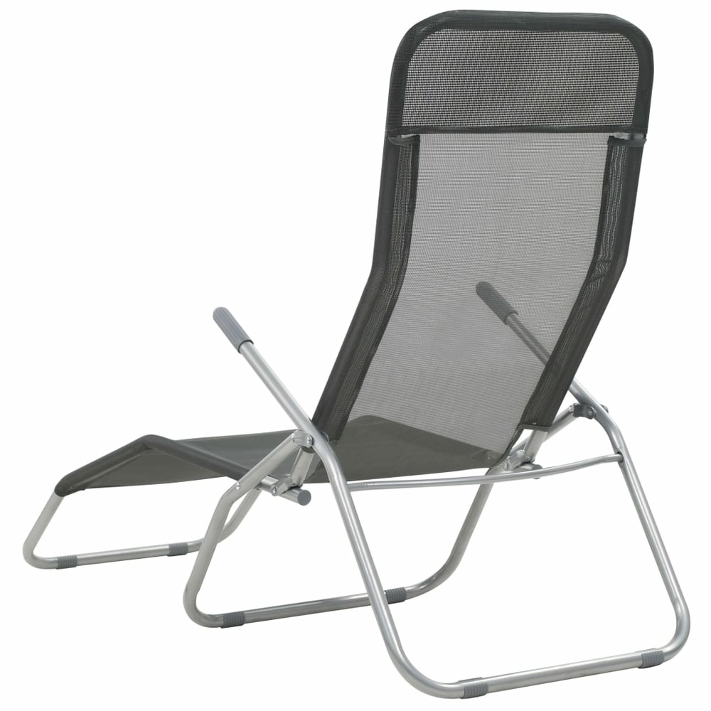 Chaises longues transat pliables 2 pices textilène anthracite