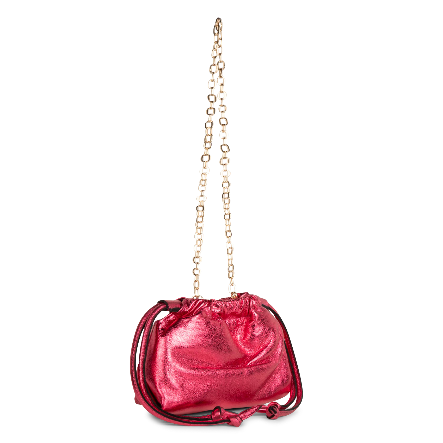 BOMBAY M - Sac besace en cuir métallisé | Rose