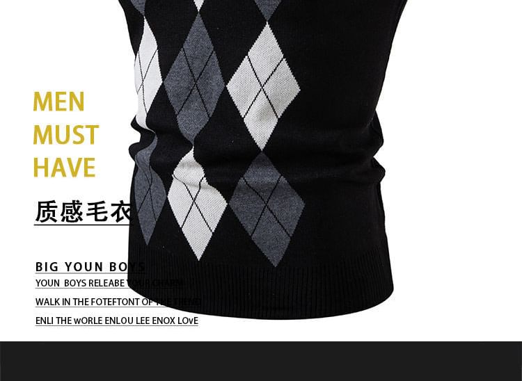 Phoneus - V-hals Argyle Trui Vest