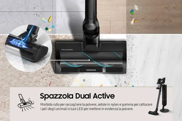 Samsung BESPOKE Jet Complete Extra VS28C9784QK - Støvsuger - pind/håndholdt (2-i-1) - uden pose - ledningsfri - satin black - 2 batterier, inkluderet oplader