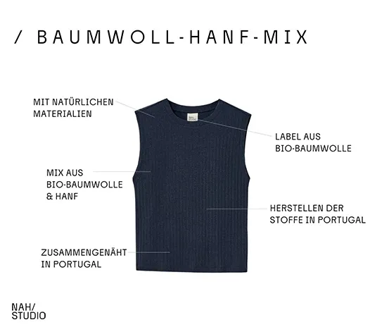 NAH/STUDIO Geripptes Shirt | Baumwoll-Hanf-Mix