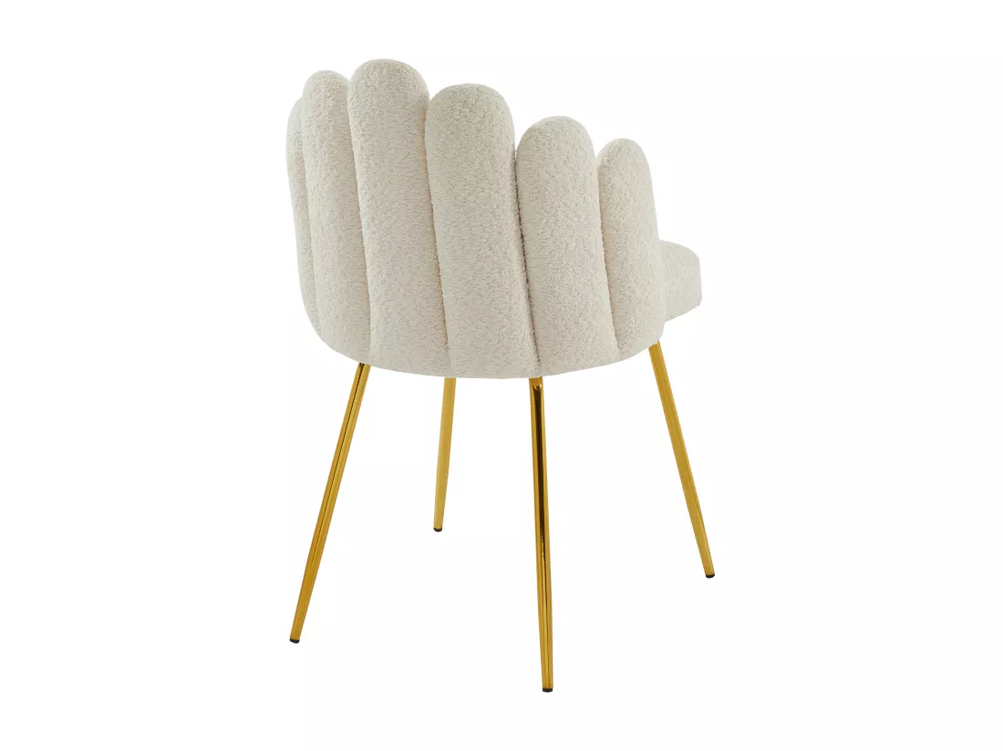 Lot de 6 chaises en tissu bouclette et métal doré - Crème - ALTINAM de Pascal MORABITO