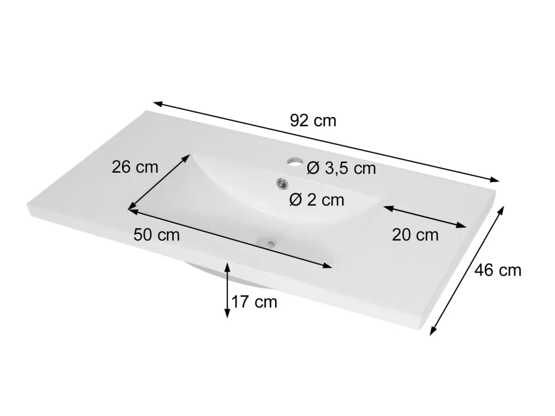 Vasque MCW-D16 61cm 30mm bord, 92cm 30mm bord