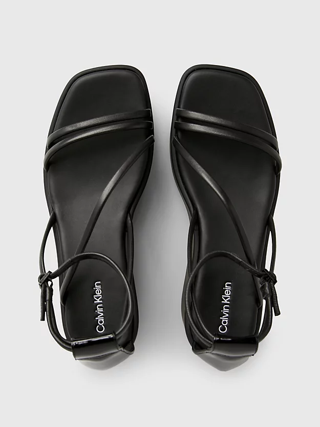 Sandálias de couro com salto anabela e plataforma