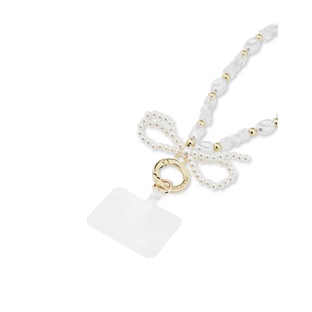 (17.5cm) Universal Handy Kette Phone Charms Schmuck Anhänger Handgelenkschlaufe (IDCW-530) - Pearl Bow