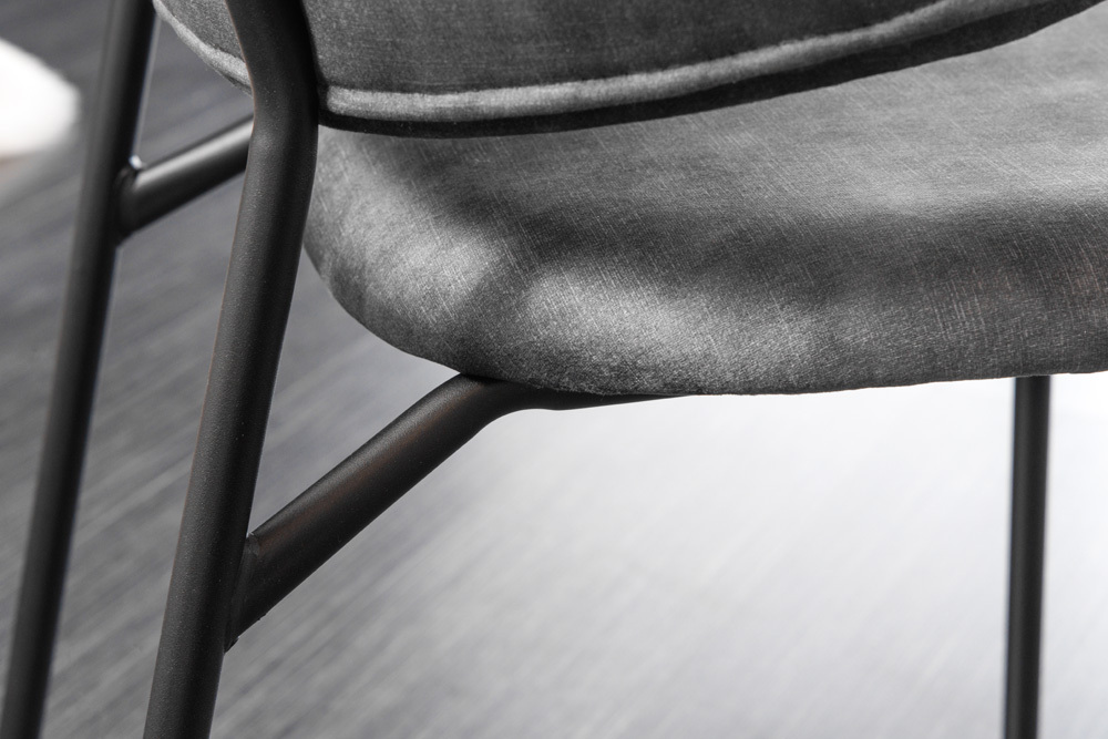 Design Stuhl VOGUE grau Samt schwarze Metallbeine