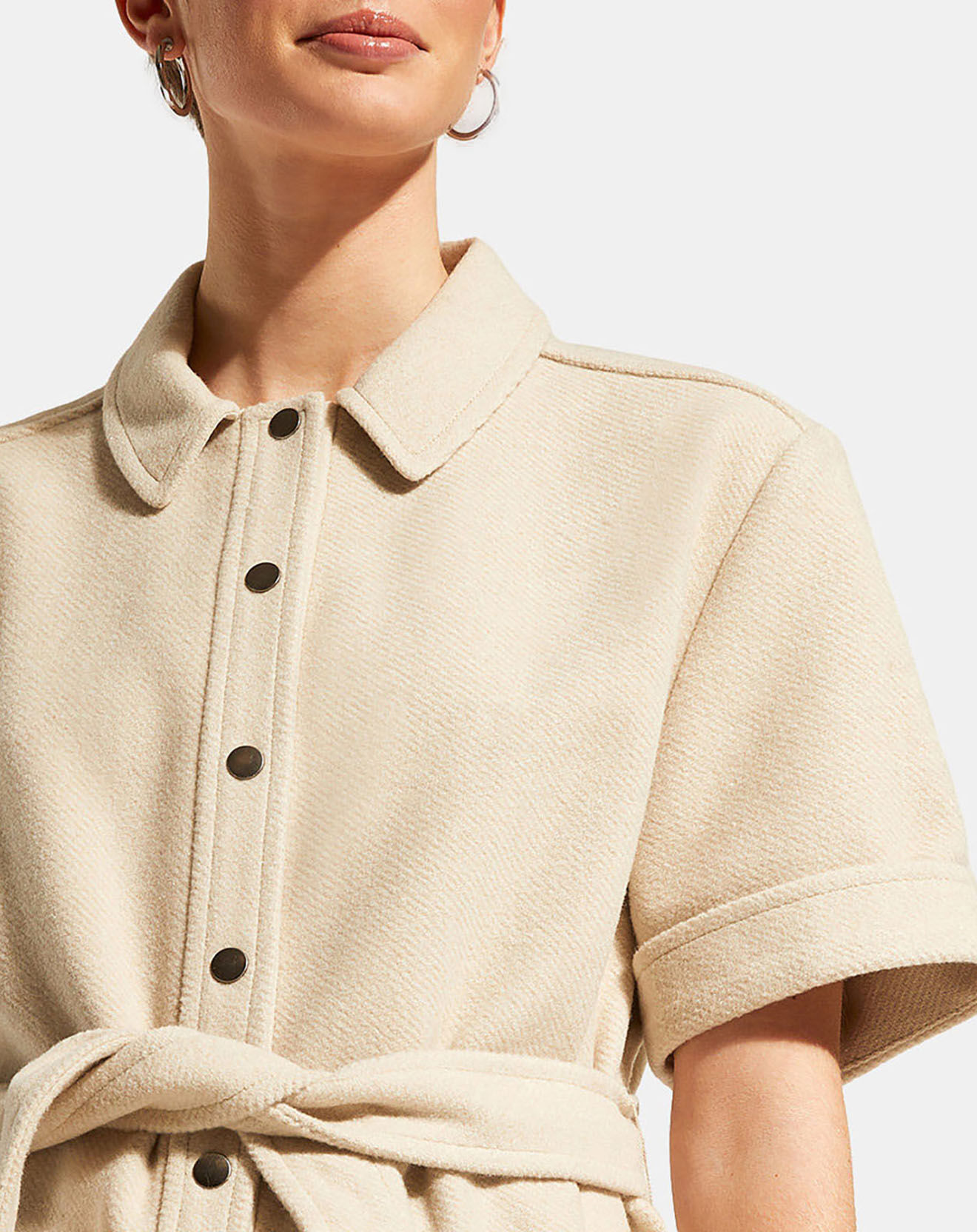 Galeries Lafayette Robe courte chemise courte Lilou écrue