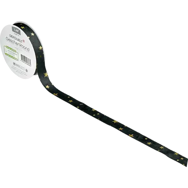 Geschenkband Samt Sterne schwarz / gold