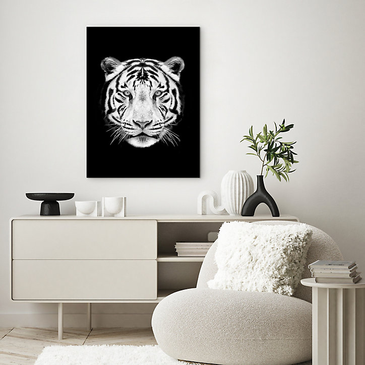Toile tigre noir, blanc Dada Art l.60 x H.80 cm