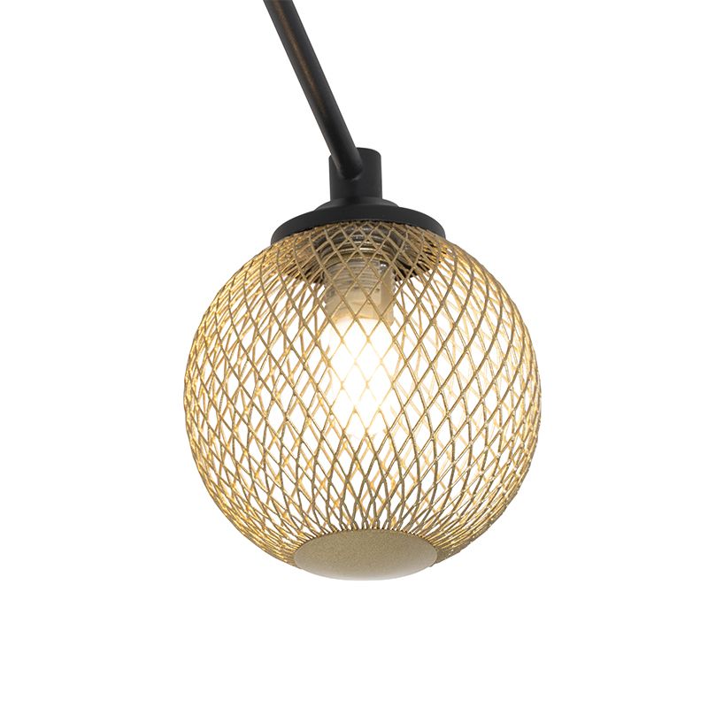 Moderne plafondlamp zwart met goud 8-lichts - Athens Wire
