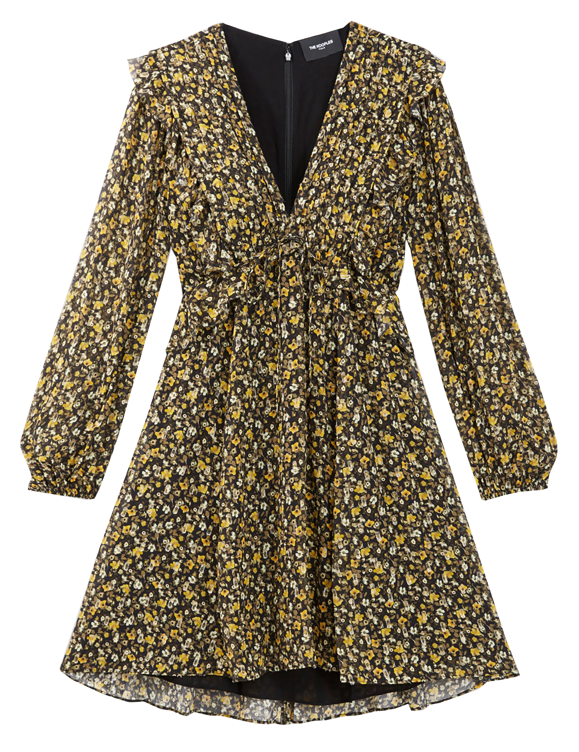 Robe courte encolure v à volants | Multicolore
