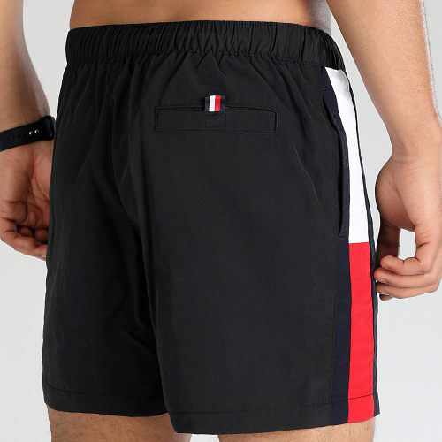 Short De Bain A Bandes Medium Drawstring 2730 Noir