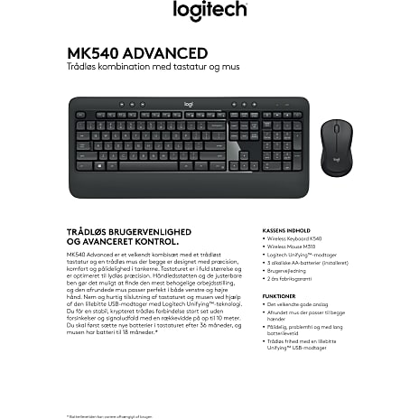 Logitech MK540 keyboard og mus