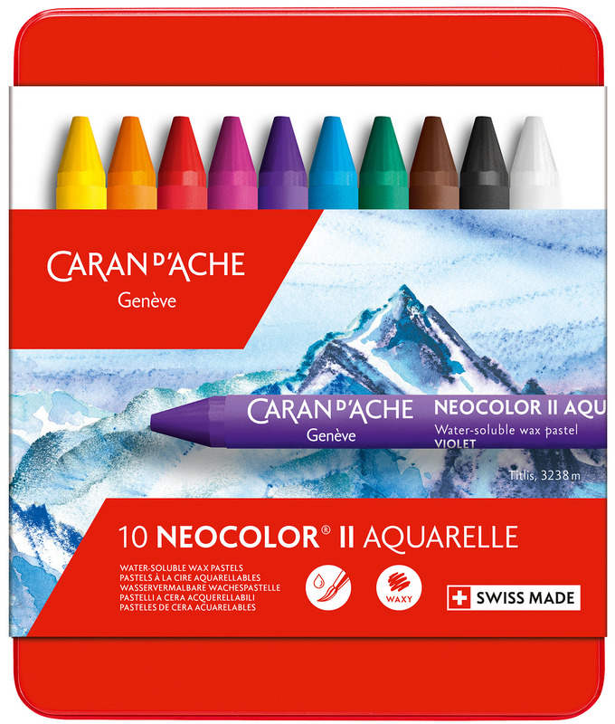 Caran d'Ache Wachsmalstifte Neocolor II, wasservermalbar, 10 Stück, assortiert