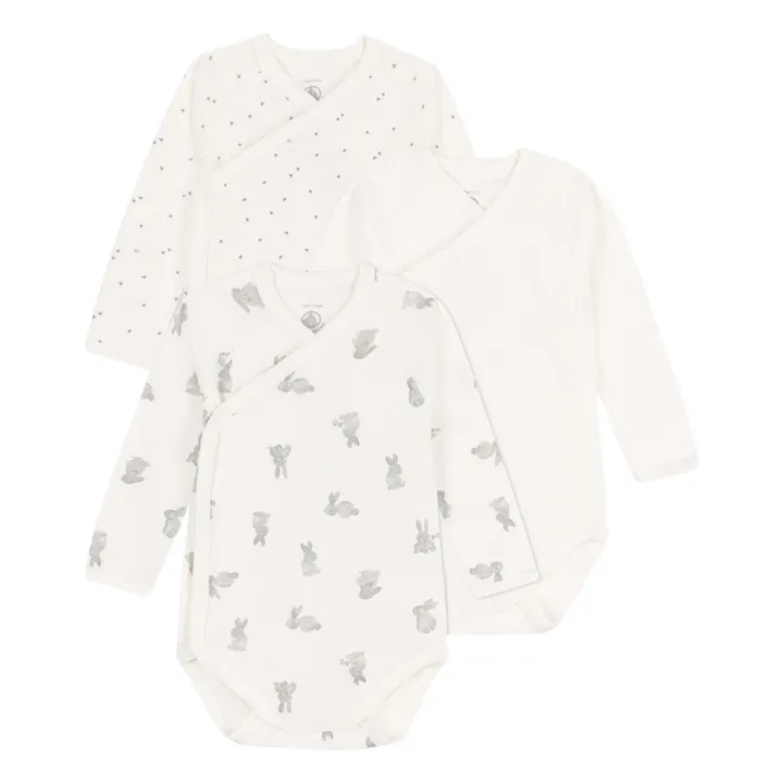 Petit Bateau Lot 3 Bodies Naissance Lapin | Blanc