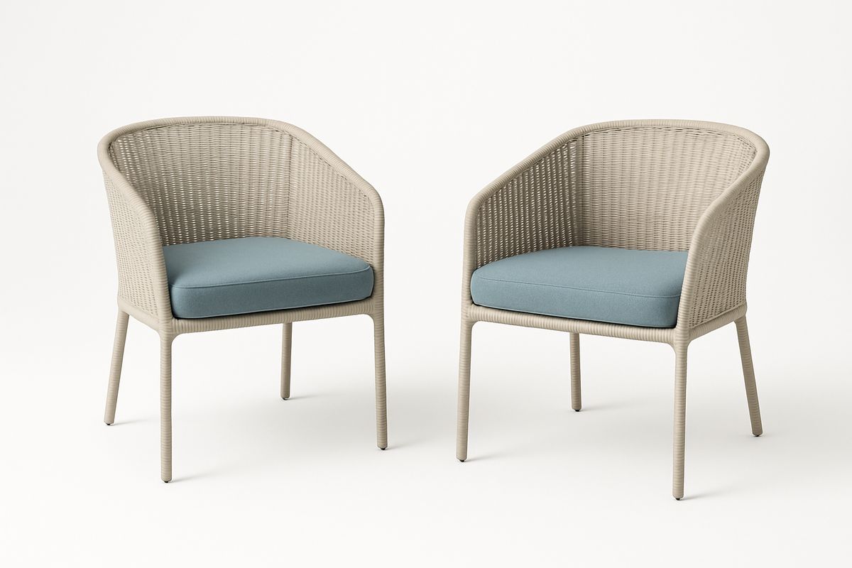 Stuhlset 2er Rattan Aluminium Blau