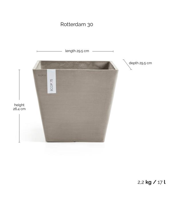 Ecopots Kunststoff-Topf Rotterdam, quadratisch