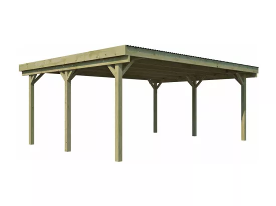 Carport double en bois Basic 6 x 5 m