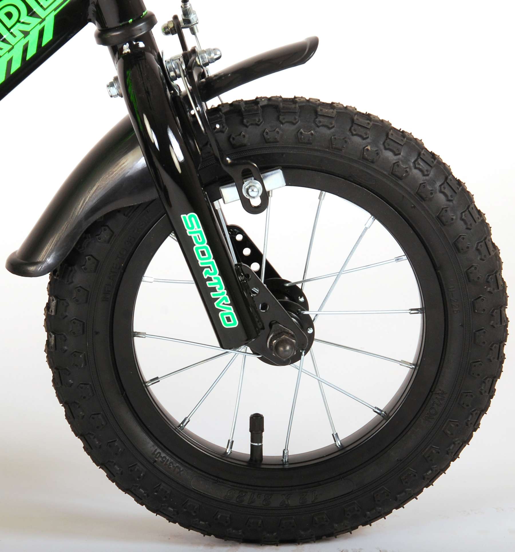 Kinderfahrrad Sportivo für Jungen 12 Zoll Kinderrad Neongrün Schwarz