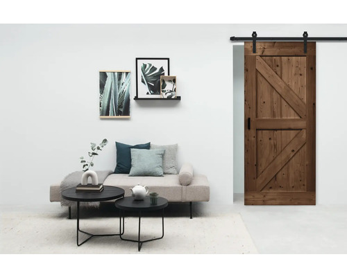 Pertura schuifdeur complete set Yorick Wales Vintage bruin 950x2150 mm incl. looprail met rol, krukset