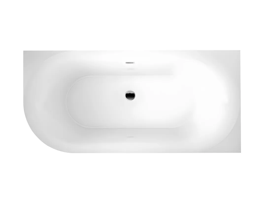 Baignoire design ovale semi-îlot ELIZABETH blanche 170 cm Angle à gauche