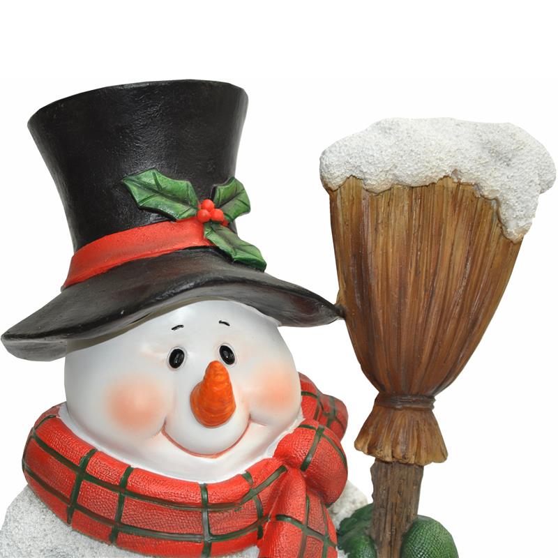 Dazikemo Dekofigur Gartenfigur Schneemann mit Besen