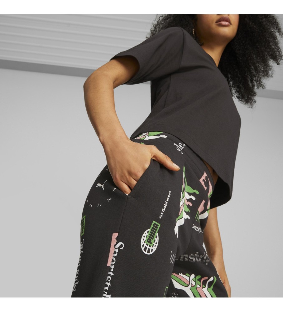 Calça Puma Classic Estampada Preta
