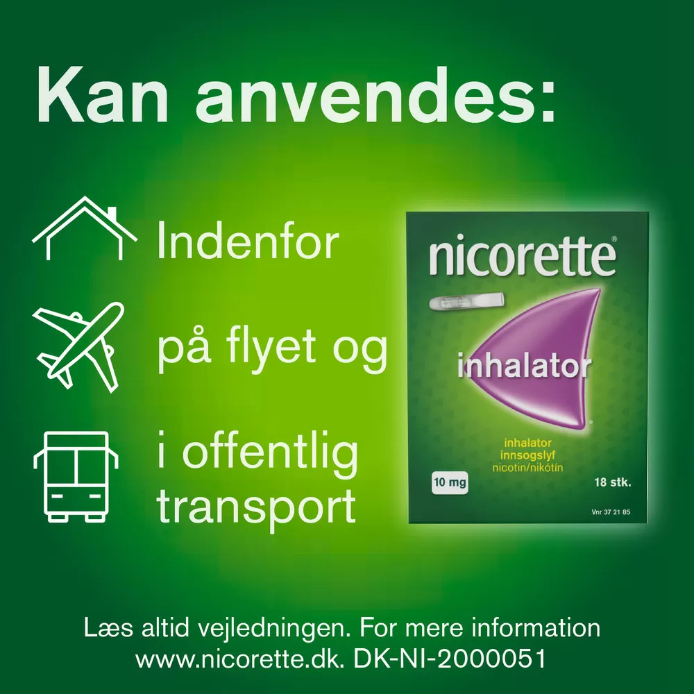 Nicorette® inhalationsdamp, imprægneret patron (inhalator), 10 mg - 42 stk