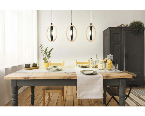 Hanglamp, 3-lichts, HxL 110x78 cm, zwart/bruin