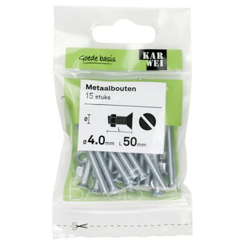 KARWEI metaalbout verzinkt 4x50 mm 15 stuks