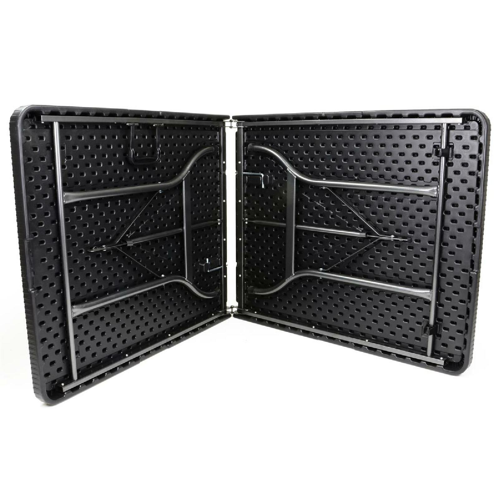 VCM Partytisch Klapptisch Gartentisch Rattan-Optik 180 x 75 cm schwarz Tragegriff