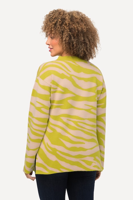 Pullover, Zebramuster, Stehkragen, Langarm