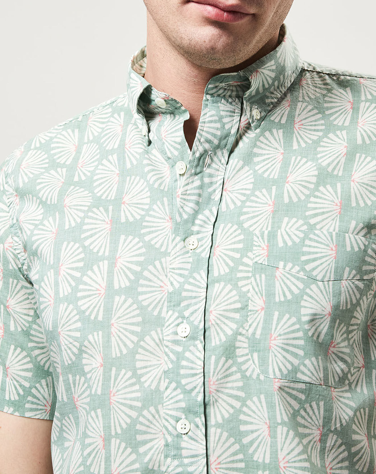 Hartford Chemise slim imprimée Sander verte