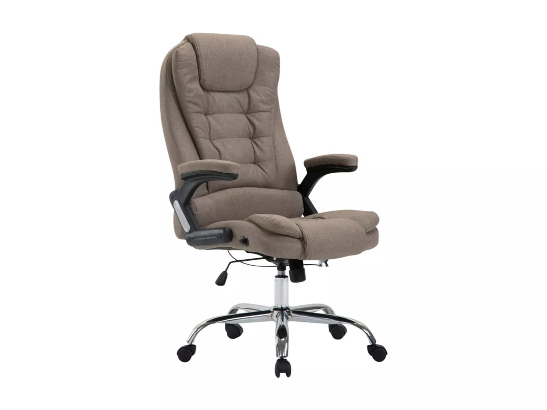 Chaise de bureau - Tissu & Métal chromé - Taupe - Thor