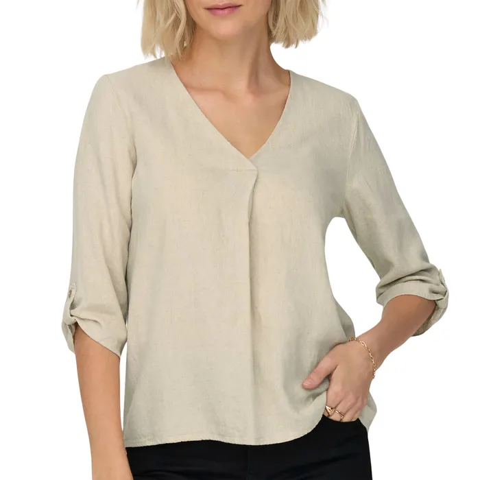 JDY Say Linen V-Neck Top Dames
