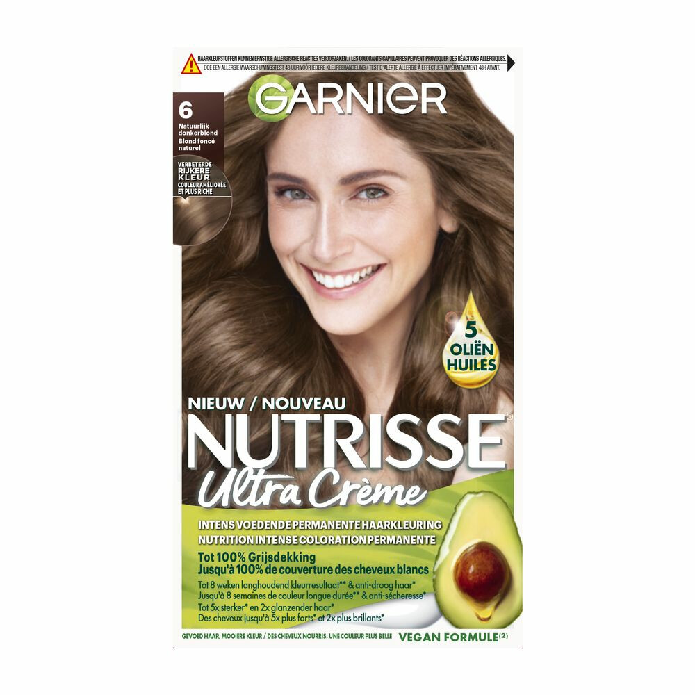 Garnier Nutrisse Ultra Crème Permanente Haarkleuring 6.0 Natuurlijk Donkerblond